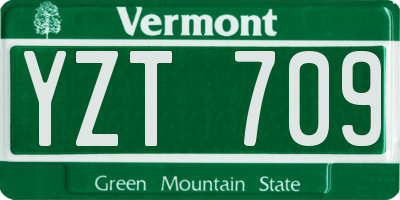 VT license plate YZT709