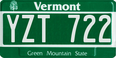 VT license plate YZT722