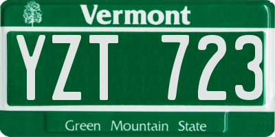 VT license plate YZT723