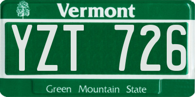 VT license plate YZT726