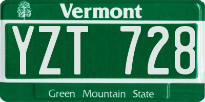 VT license plate YZT728