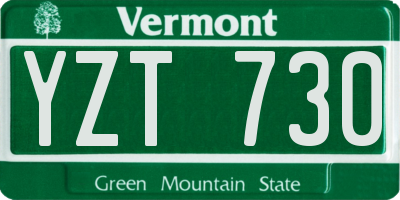 VT license plate YZT730