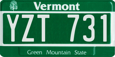 VT license plate YZT731