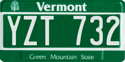 VT license plate YZT732