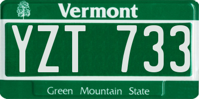 VT license plate YZT733