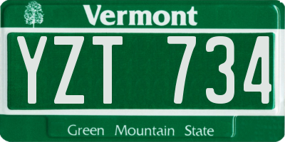 VT license plate YZT734