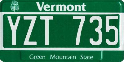 VT license plate YZT735