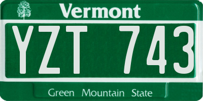 VT license plate YZT743