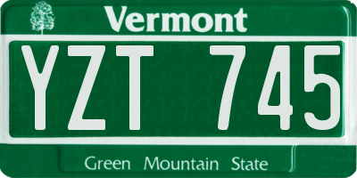 VT license plate YZT745