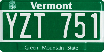 VT license plate YZT751