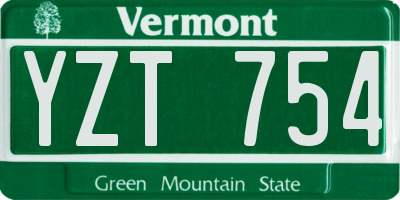 VT license plate YZT754