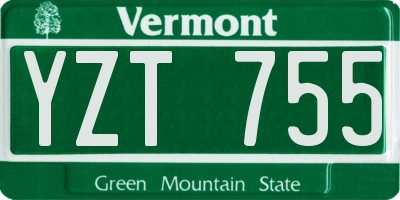VT license plate YZT755