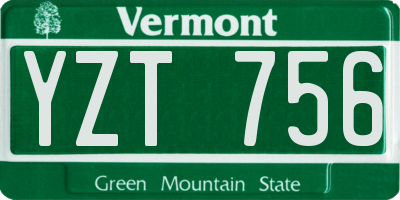 VT license plate YZT756