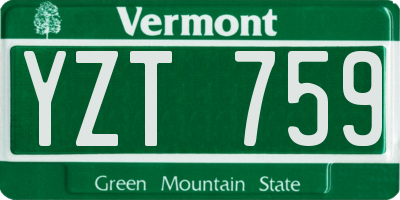 VT license plate YZT759