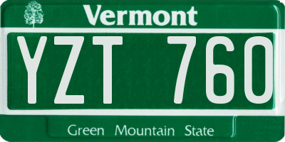 VT license plate YZT760