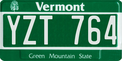 VT license plate YZT764