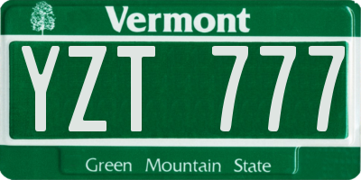 VT license plate YZT777