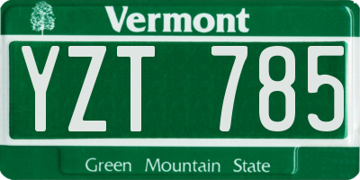 VT license plate YZT785