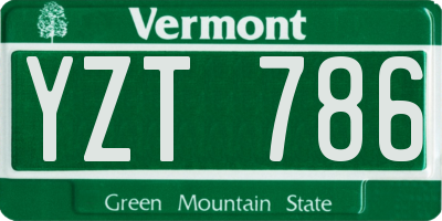 VT license plate YZT786