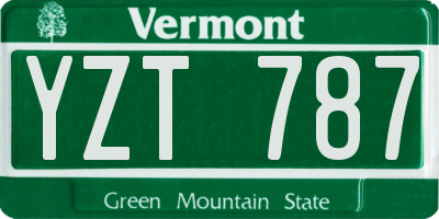 VT license plate YZT787