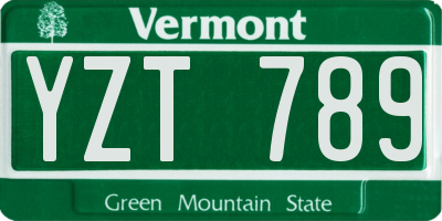 VT license plate YZT789