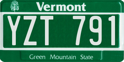 VT license plate YZT791