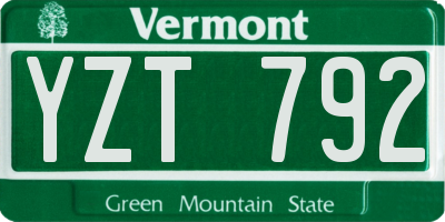 VT license plate YZT792