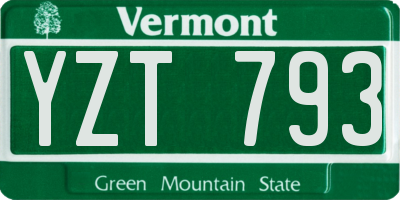 VT license plate YZT793