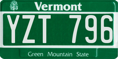 VT license plate YZT796