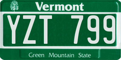 VT license plate YZT799