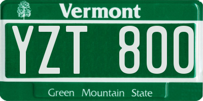 VT license plate YZT800