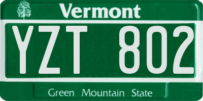 VT license plate YZT802