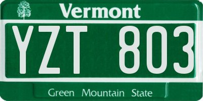 VT license plate YZT803