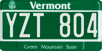 VT license plate YZT804