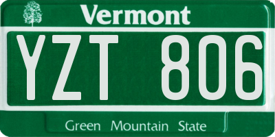 VT license plate YZT806