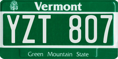 VT license plate YZT807