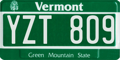 VT license plate YZT809