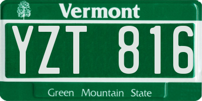 VT license plate YZT816