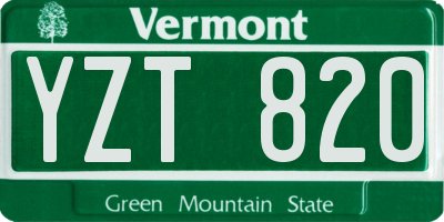 VT license plate YZT820