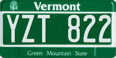 VT license plate YZT822
