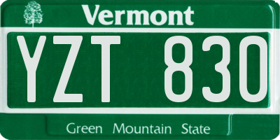 VT license plate YZT830