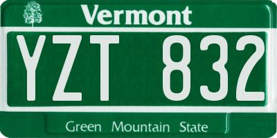 VT license plate YZT832