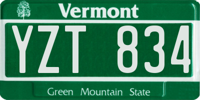 VT license plate YZT834