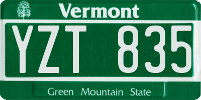 VT license plate YZT835