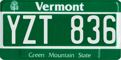 VT license plate YZT836