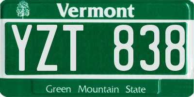 VT license plate YZT838