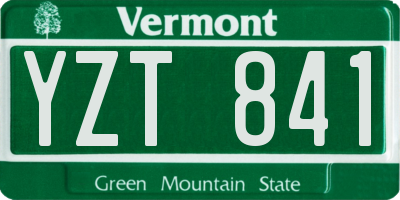 VT license plate YZT841
