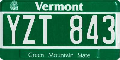 VT license plate YZT843