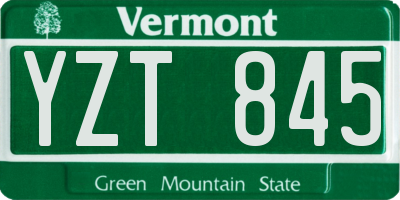 VT license plate YZT845