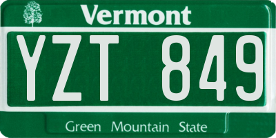 VT license plate YZT849